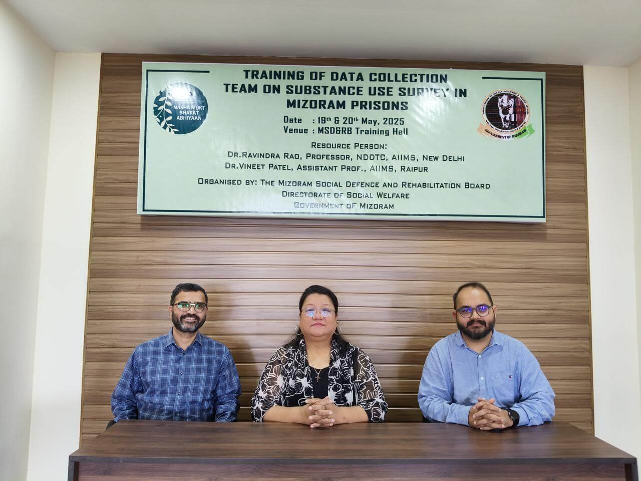 Dr. Vinit Patel with colleagues at the training of the data collection team for the substance use survey in Mizoram prisons